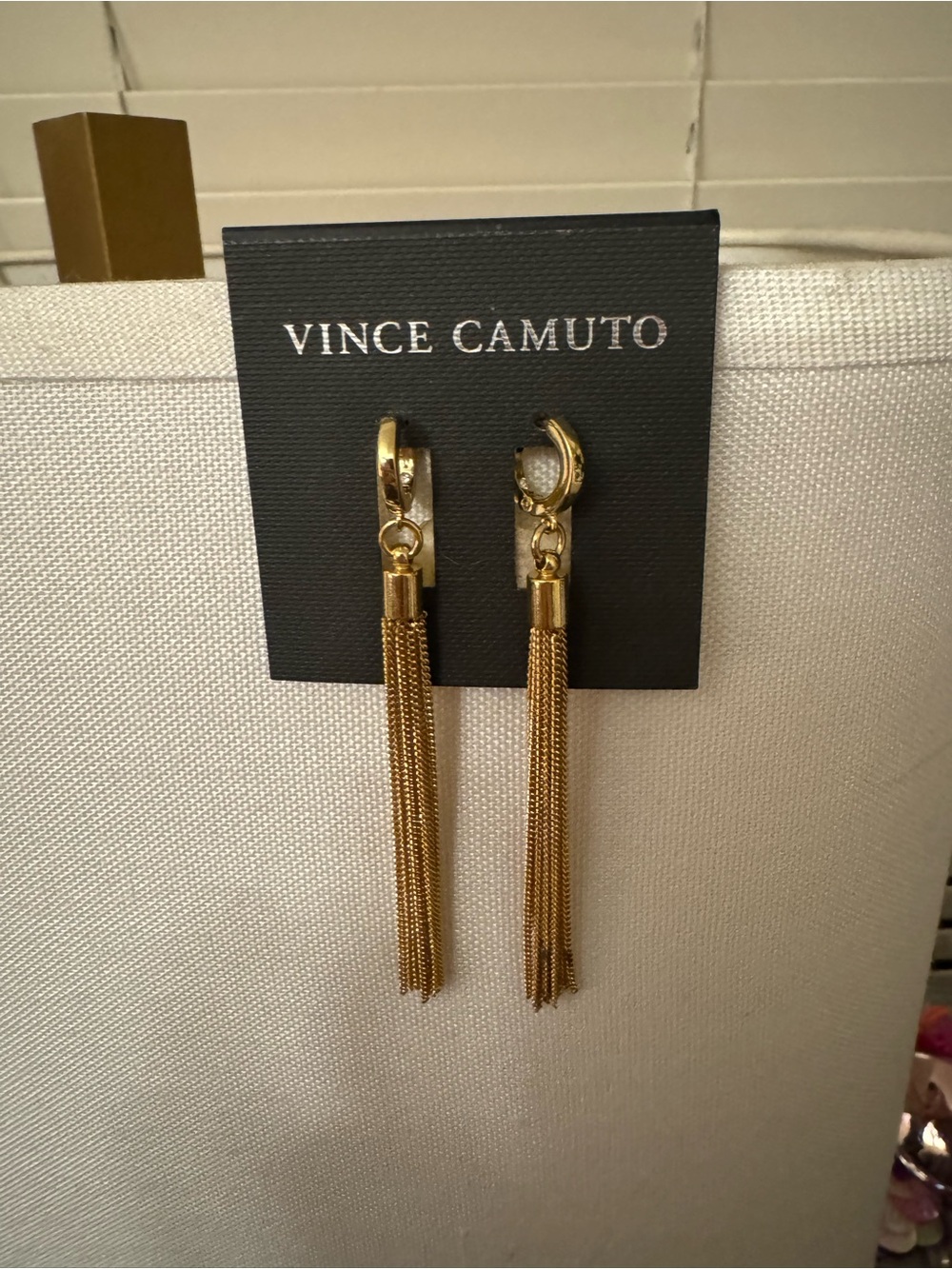 Vince Camuto Metallic Gold Multi-Chain Tassel Earrings